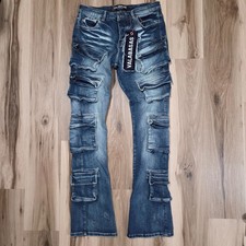 Valabasas Denim Men's 36 x35 Stacked Stretch Jeans Flare Cargo Streetwear Grunge
