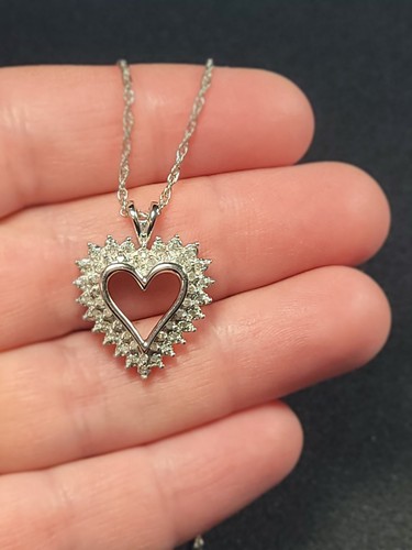 Sterling Silver "HN" Heng Ngai Diamond Heart Necklace 23558-14