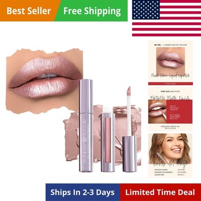 Pearl Glam Long Wear Shimmer Liquid Lipstick, Metallic Nude/Pale-Pink Lipstic...