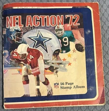 1972 NFL Stamp Album "NFL Action '72" Sunoco Gas with Stamps Attached Complete