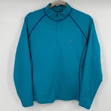 Coolibar Womens UPF 50 Quarter Zip Rash Guard Teal Long Sleeve Top Medium Beach