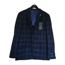 BEN SHERMAN Plaid Tartan Blazer Sport Coat Preppy Suit Jacket 38 R Navy Marine