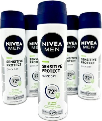 6x Nivea Men  SENSITIVE PROTECT  -  72h Deo Spray Deodorant 0% ALKOHOL (6x150ml)