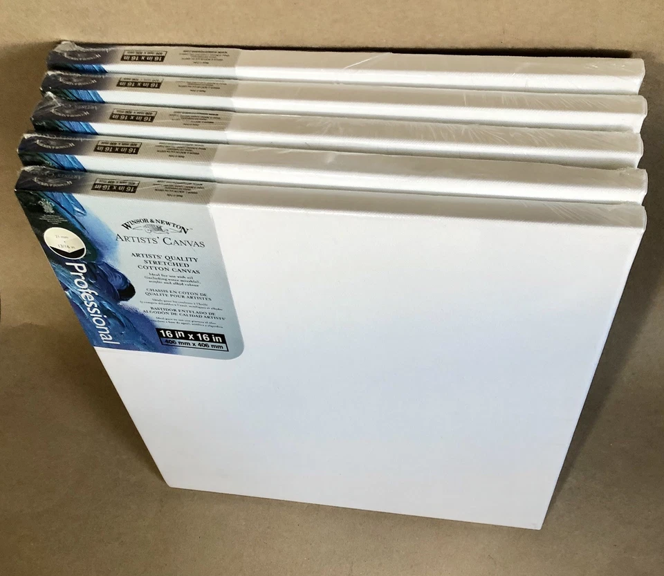 Tablero de lienzo de artista estirado Winsor & Newton 16x16” paquete de 5 | 3/4” de grosor ¡NUEVO! Foto 2 de 4