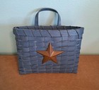 Rustic Farmhouse Blue Wall Pocket Basket Metal Star