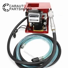 16GPM 110V Electric Oil Fuel Diesel Gas Transfer Pump w/Meter Manual Nozzle Hose