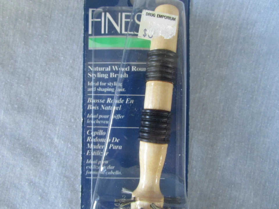 Cepillo redondo Finesse 8 1/2" mango de madera natural cerdas de jabalí 8150 de colección Nuevo abierto Foto 2 de 4