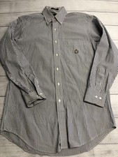 Chaps Ralph Lauren Dress Shirt Mens 15 32/33 Blue Striped Cotton Long Sleeve