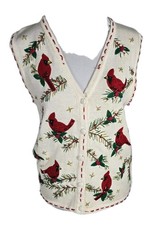 Bobbie Brooks Vtg Wms M/L Multi Color Cardinal Knit Sweater Vest S89