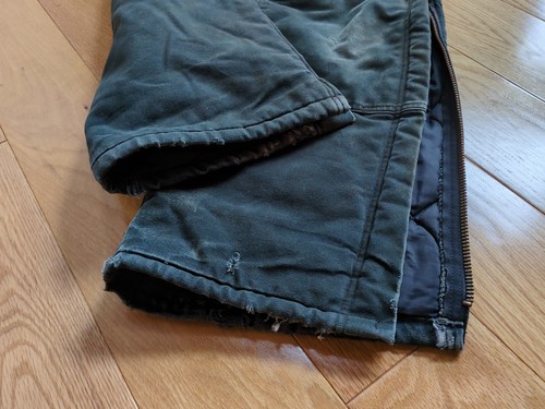 Carhartt Black Quilted Lined Duck Canvas Zip Bib Overall 42x29 Distressed Grunge - Picture 17 of 20