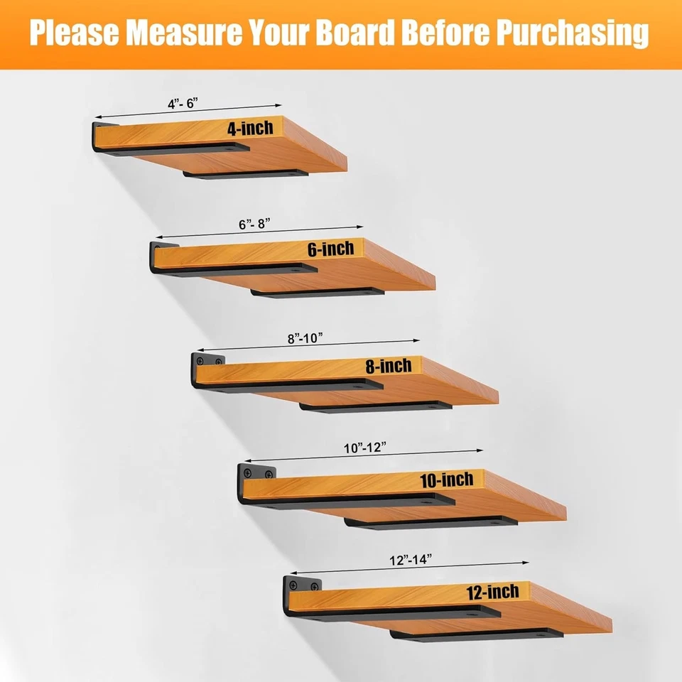 Soportes de estante flotantes de 8 pulgadas, paquete de 4 soportes de estante de pared de alta resistencia para estante Foto 3 de 4