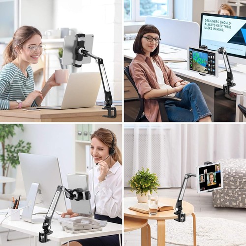 AboveTEK Multi-Angle Adjustable Tablet Stand, 360° Swivel Arm Aluminum Black - 第 5/6 張圖片