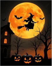 Paint by Numbers Kit DIY Canvas Painting Set for Adults Kid Halloween Home Decor