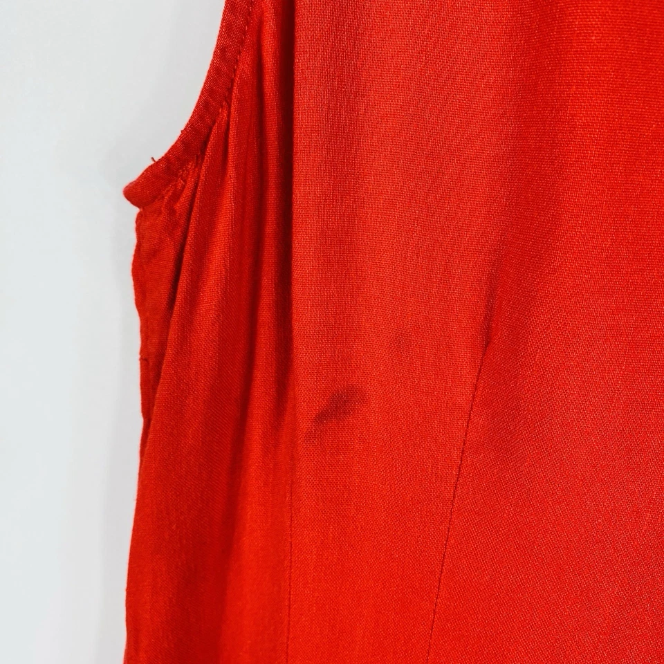 Antonio Melani Size 2 Linen Blend Sleeveless Button Front Midi Dress Orange - Image 3 of 4