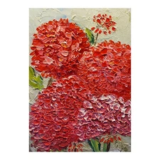 Geranium Original Painting 3D Semi-Abstract Flowers Art Decor Handmade Wall Art