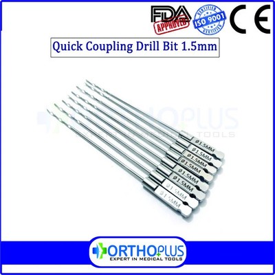 Quick coupling drill bit (1.5mmx100mm)Lot of 5pcs Veterinary surgical Instrument