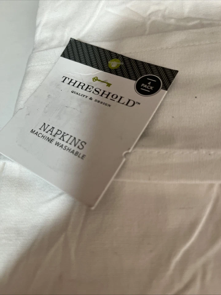 Threshold Set of 4 Cloth Napkins White 100% Cotton 20”x 20” Mitered New NIP 2016 - Image 3 of 4