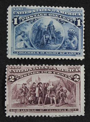 CKStamps: US Stamps Collection Scott#230 231 1c 2c Columbian Mint H OG