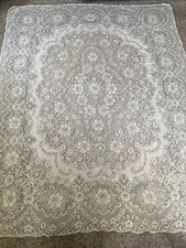 Creamy White Lace Floral Rectangle 68x88 Tablecloth, Traditional Dining Room