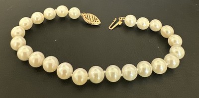IPS Saltwater Pearls 7mm 14k Gold Clasp Bracelet Filigree Gold clasp