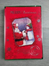 12 Deluxe Christmas cards Santa & Snowman by Christmas House