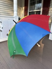 Vintage 1980 s Aramis Oversized Golf Umbrella Tee Handle Multi Color