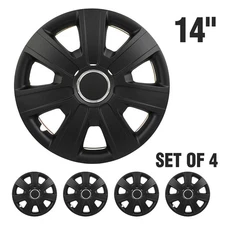 4Pcs Black Wheel Hub Caps Covers Snap On Rim Covers Fit For R14 Tire 14" Wheel