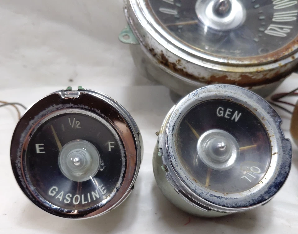 59-60 雪佛兰 Impala 原始设备制造商仪表组速度计燃油温度油时钟未经测试 — 第 3/4 张图片