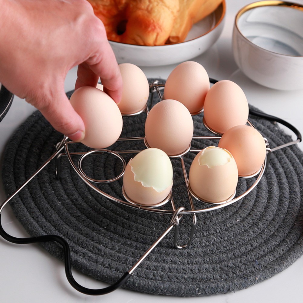 ༝9-Egg Stainless Steel Boiled Egg Steamer Rack For Healthy Cooking