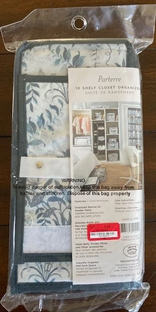 Organizador de armario 10 estantes de almacenamiento colgante 6 pulgadas por 12 pulgadas por 47 pulgadas Laura Ashley nuevo Foto 2 de 4