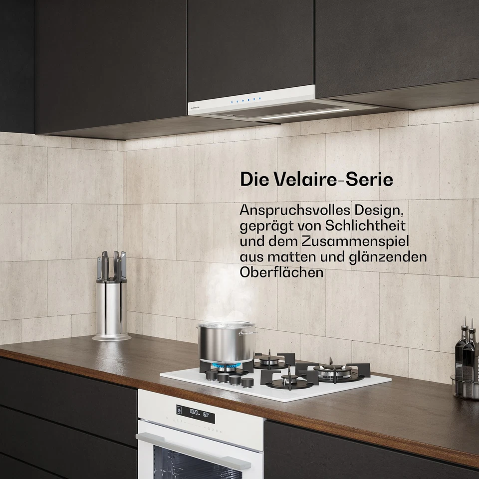 Campana extractora Velaire campana telescópica 60 cm pantalla plana blanca A++ 896m³/h LED - Imagen 2 de 4