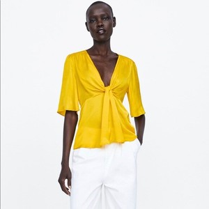 yellow blouse zara