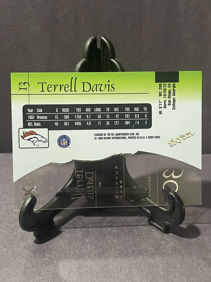 1998 Skybox EX 2001 #13 Terrell Davis - Image 2 of 2