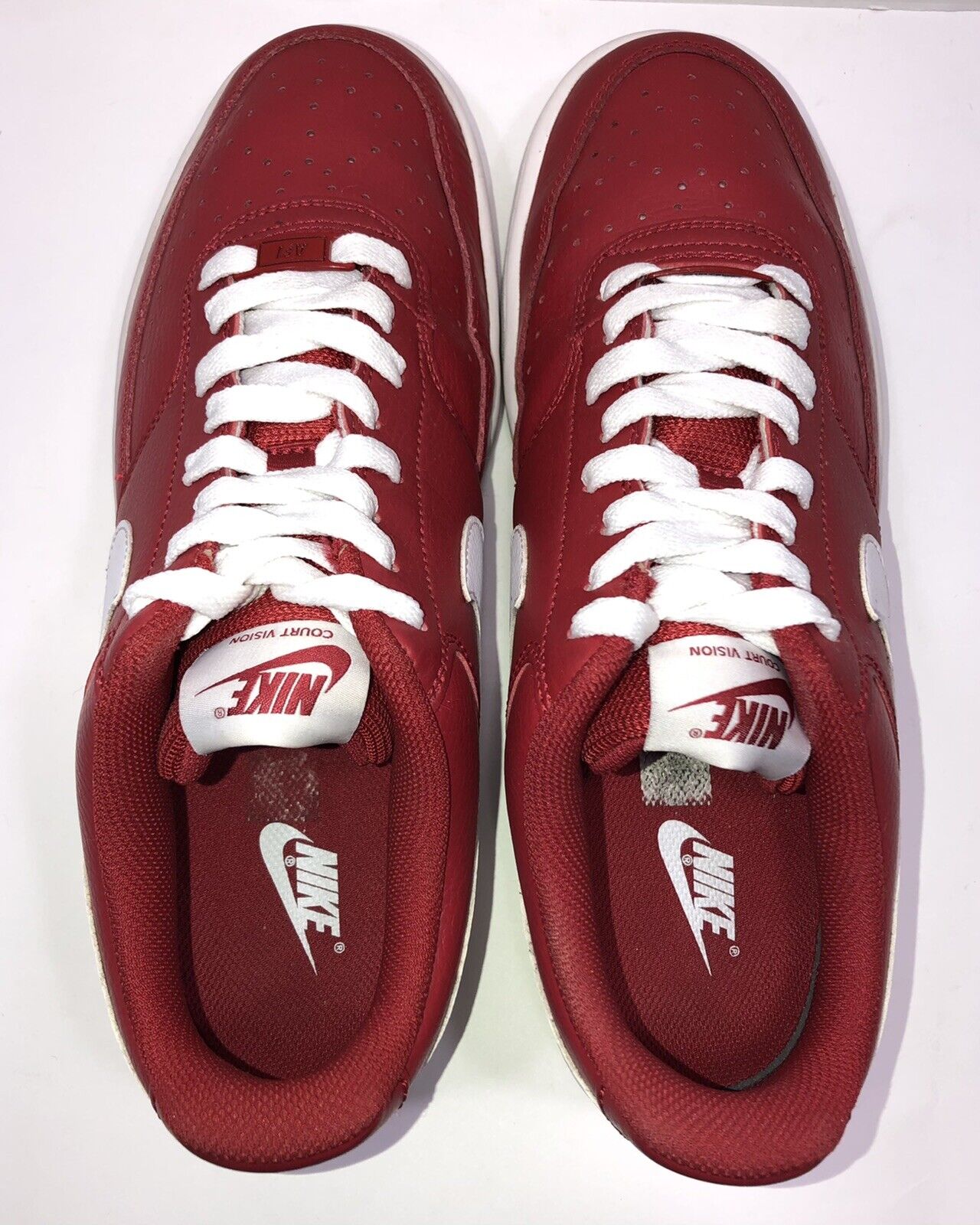 Nike Men's Court Vision Low Sneaker, Gym Red/White, Size 9 CD5463~600