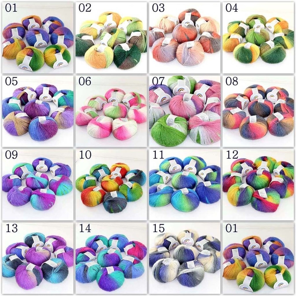 Sale 8BallsX50gr Colorful Rainbow Scarf Sweater Cashmere Wool Rugs Knit