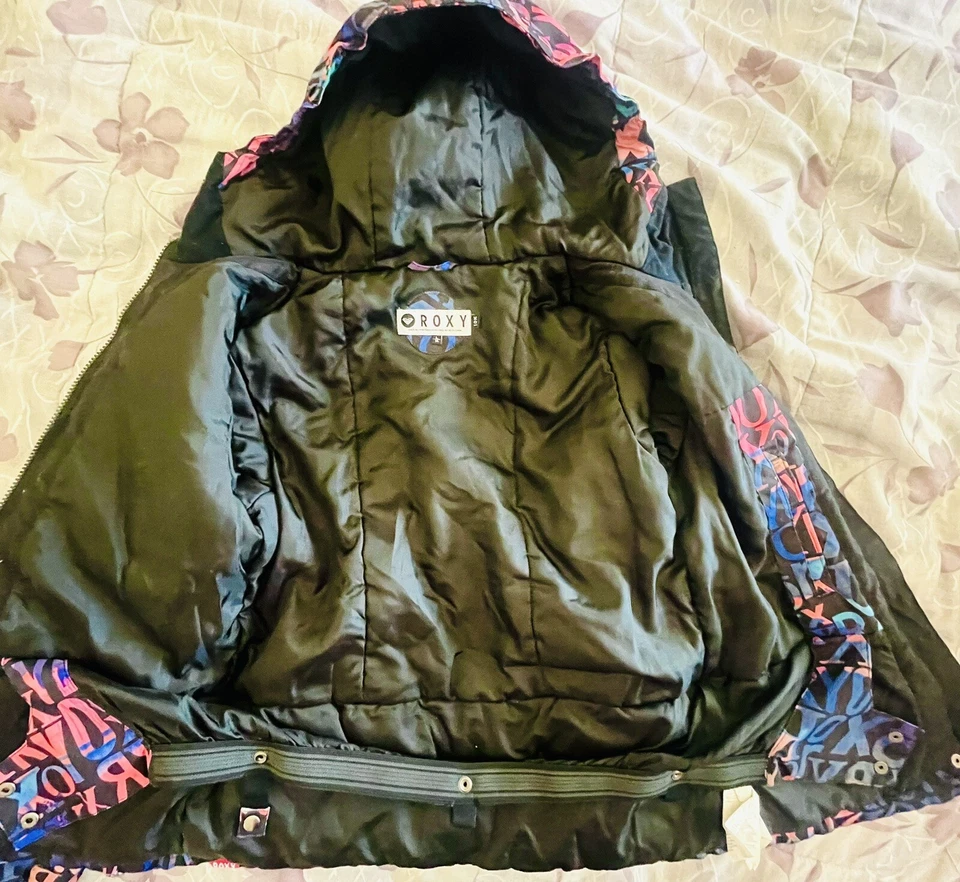 ROXY Niñas 10K Impermeable Logo DryFlight Capucha Esquí Nieve CHAQUETA SNOWBOARD talla 14 Foto 2 de 3