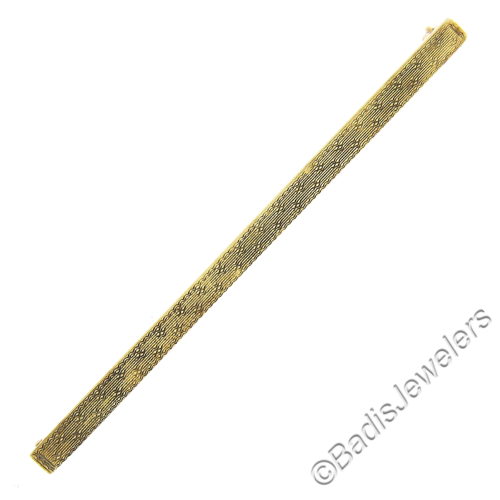 Antique Solid 14K Yellow Gold Rectangular Texture… - image 1