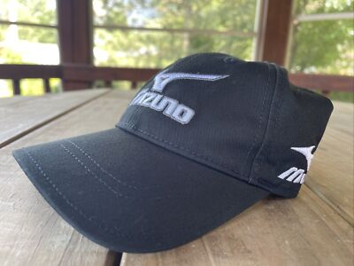 vintage Mizuno Black & White Strapback Golf Hat Adjustable