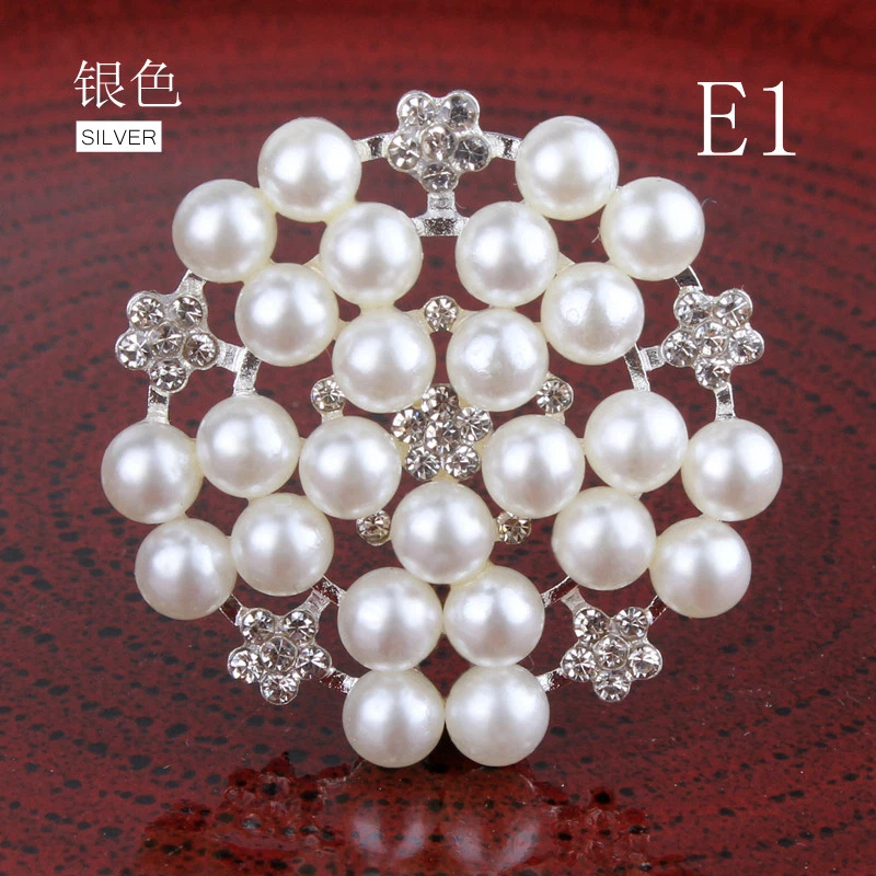 120PCS 33MM Bling Metal Rhinestone Pearl Buttons for Flower Center Decorative  - Image 2 of 3