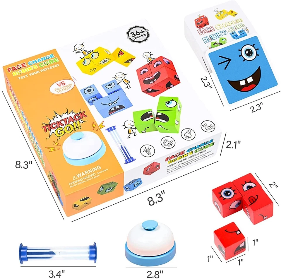 Giochi da tavolo Cubo magico Puzzle che cambia viso Building Block espressione - Immagine 4 di 4