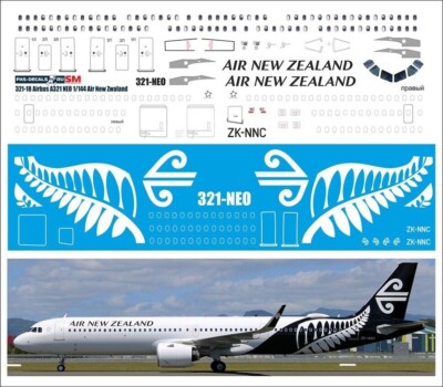 Airbus A321 NEO Air New Zealand 1/144 PAS-DECALS	321-18