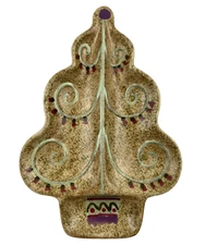 Pfaltzgraff Christmas Holiday Spice Olive Snack Tidbit Tray Candy Dish Tree New