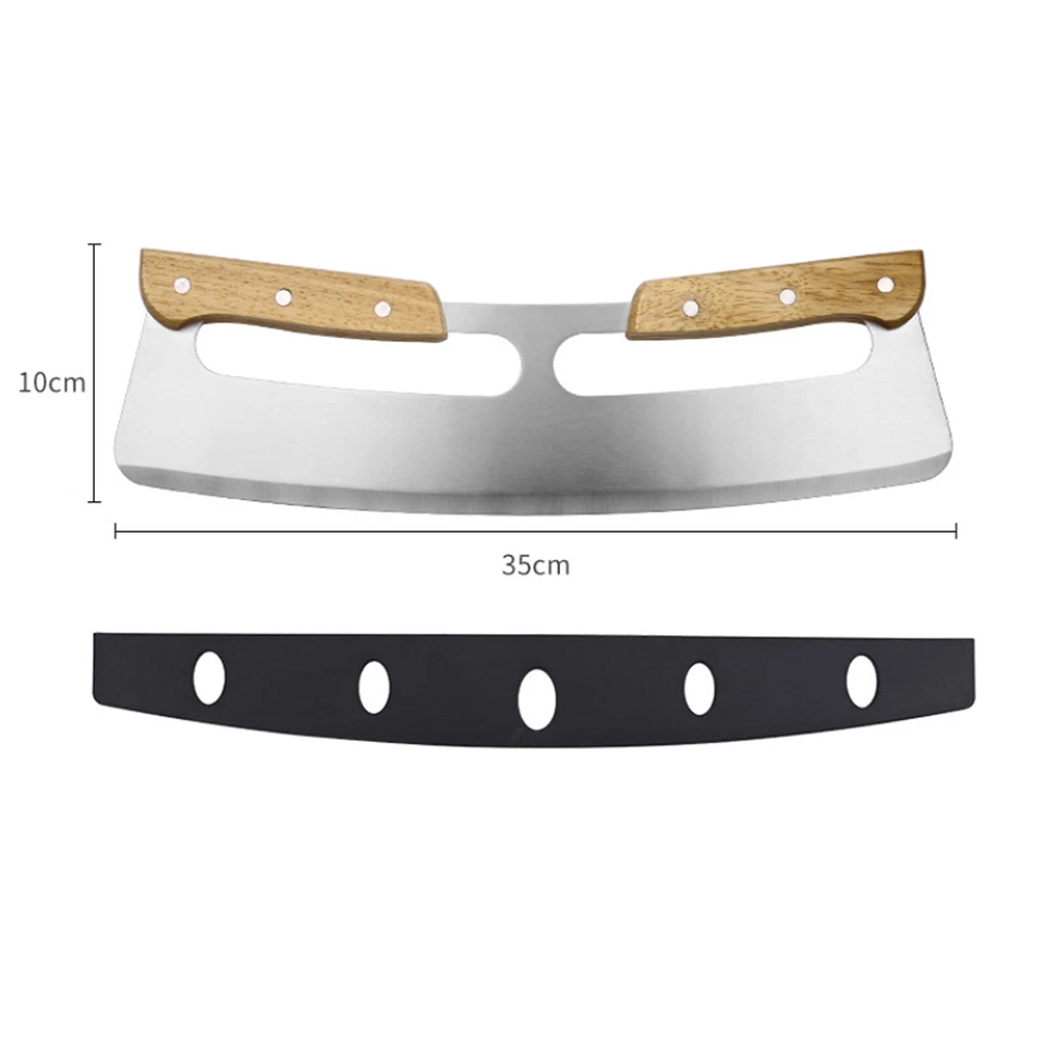 1/2X Kitchen Pizza Cutter Rocker Blade Slicer Herb Chopper Vegetable Baking Tool - image 3 of 4