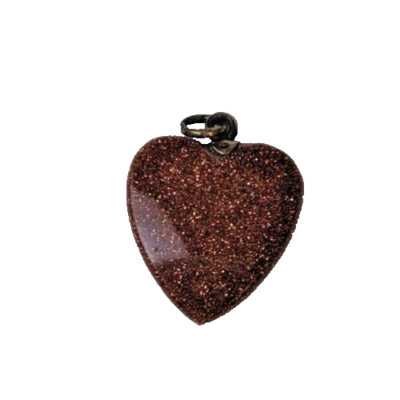 heart pendant brownish color gold glitter flecks resin? gold tone metal