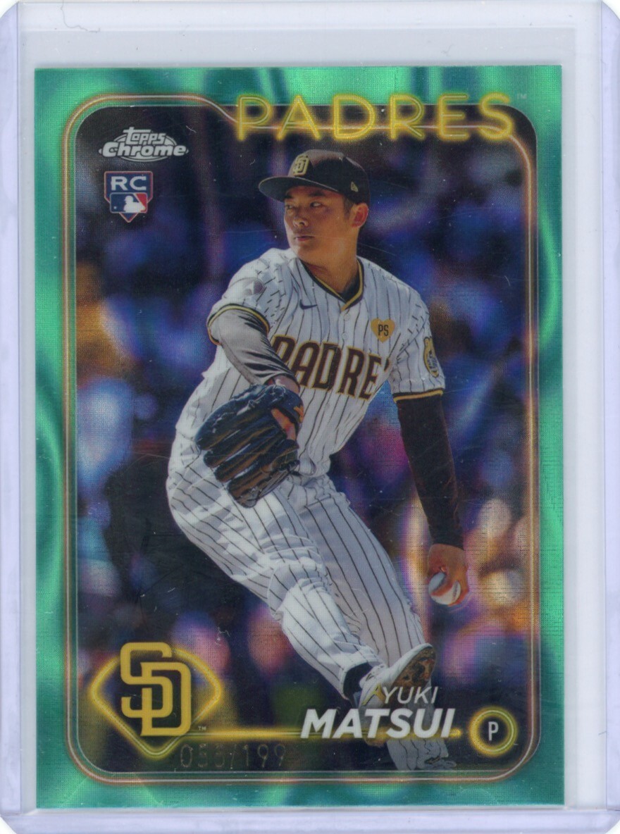 2024 Topps Chrome Yuki Matsui Rookie RC Green RayWave Refractor /99 #116 Padres
