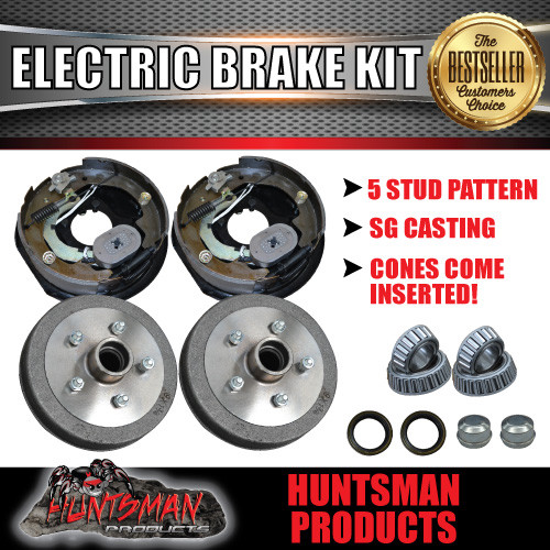 10" 5 Stud Trailer Electric Drum Brake Kit & Handbrake Levers. S.G Cast