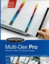 Wilson Jones Multi-Dex Pro Monthly Table Of Contents Dividers multicolor JAN-DEC