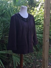 Chicos 2 Beaded Blazer Womens L Burgundy Elegant Evening Jacket Topper