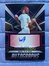 Won-Bin Cho auto - 2023 Panini Chronicles Obsidian Electric Etch Red Autographs