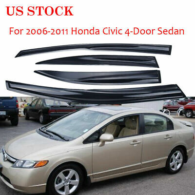 US 4Pcs Car Smoke Window Visor Rain Sun Vent For Honda Civic Sedan 2006-2011 FM